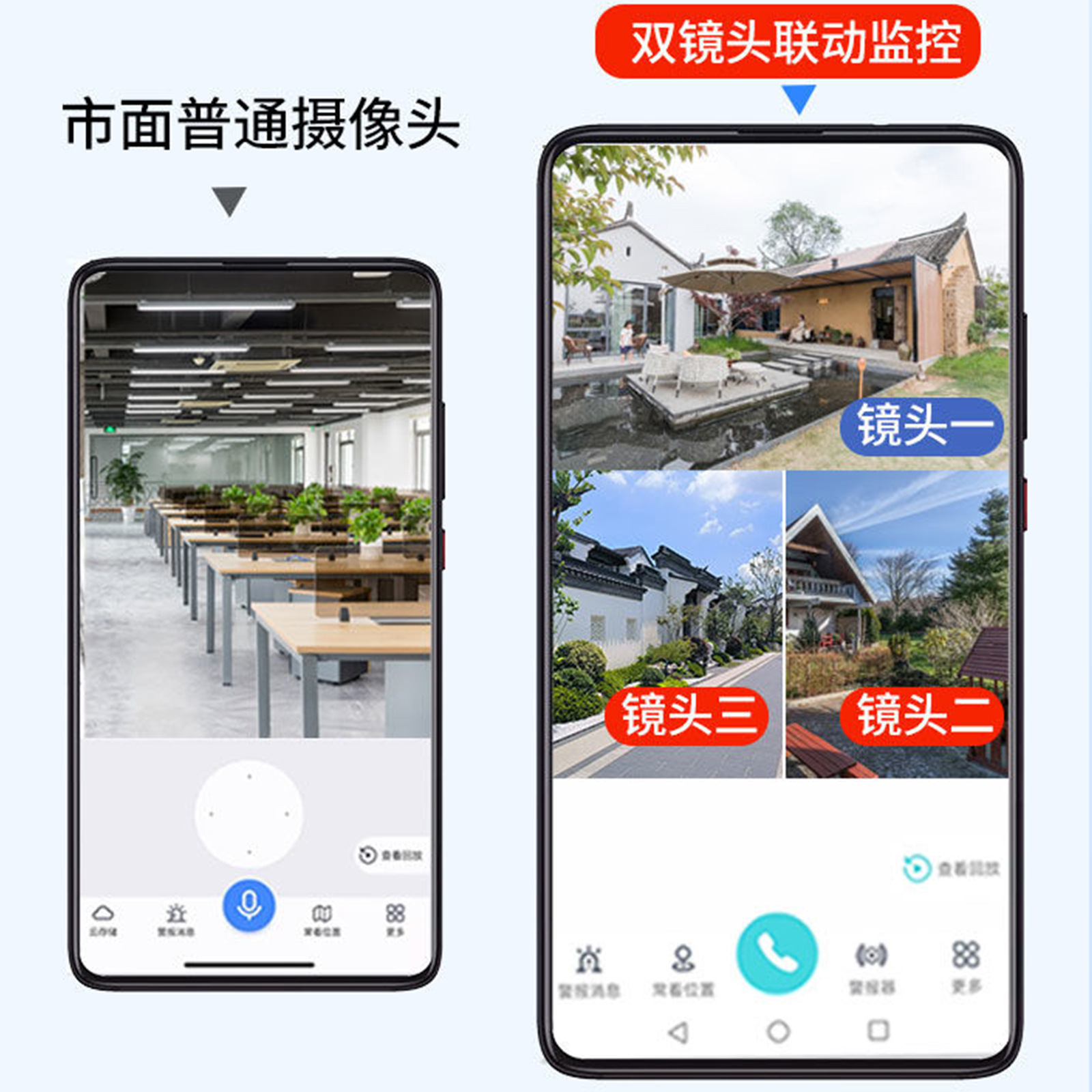 Cámara inteligente panorámica 4G solar, tres lentes, bajo consumo de energía, monitor de voz bidireccional para exteriores, venta caliente transfronteriza