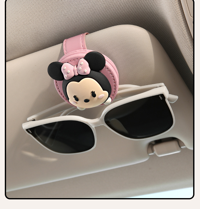 Mickey and Minnie Car Glasses Holder Multifunctional Car Sun Visor Driver's Glasses Case Car Sunglasses Clip for Hanging Glasses