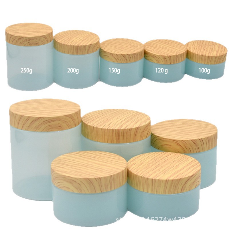 Embalaje cosmético Tarro crema sub-embalaje botella vacía máscara tarro cubierta de grano de madera botella de crema para mascotas