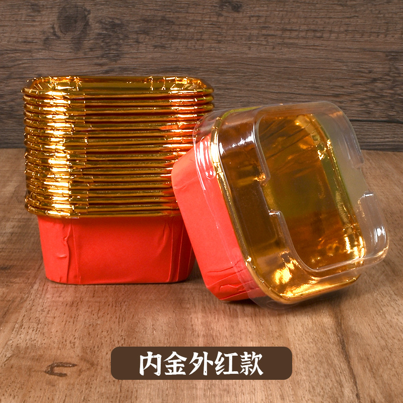 Grueso resistente a altas temperaturas cuadrado al vapor pastel muffin taza de la hornada titular papel película oro y plata rollo con tapa