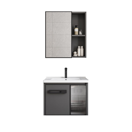 Wall-mounted luxury bathroom cabinet and sink combo, integrated ceramic washbasin, vanity countertop, mirror cabinet
