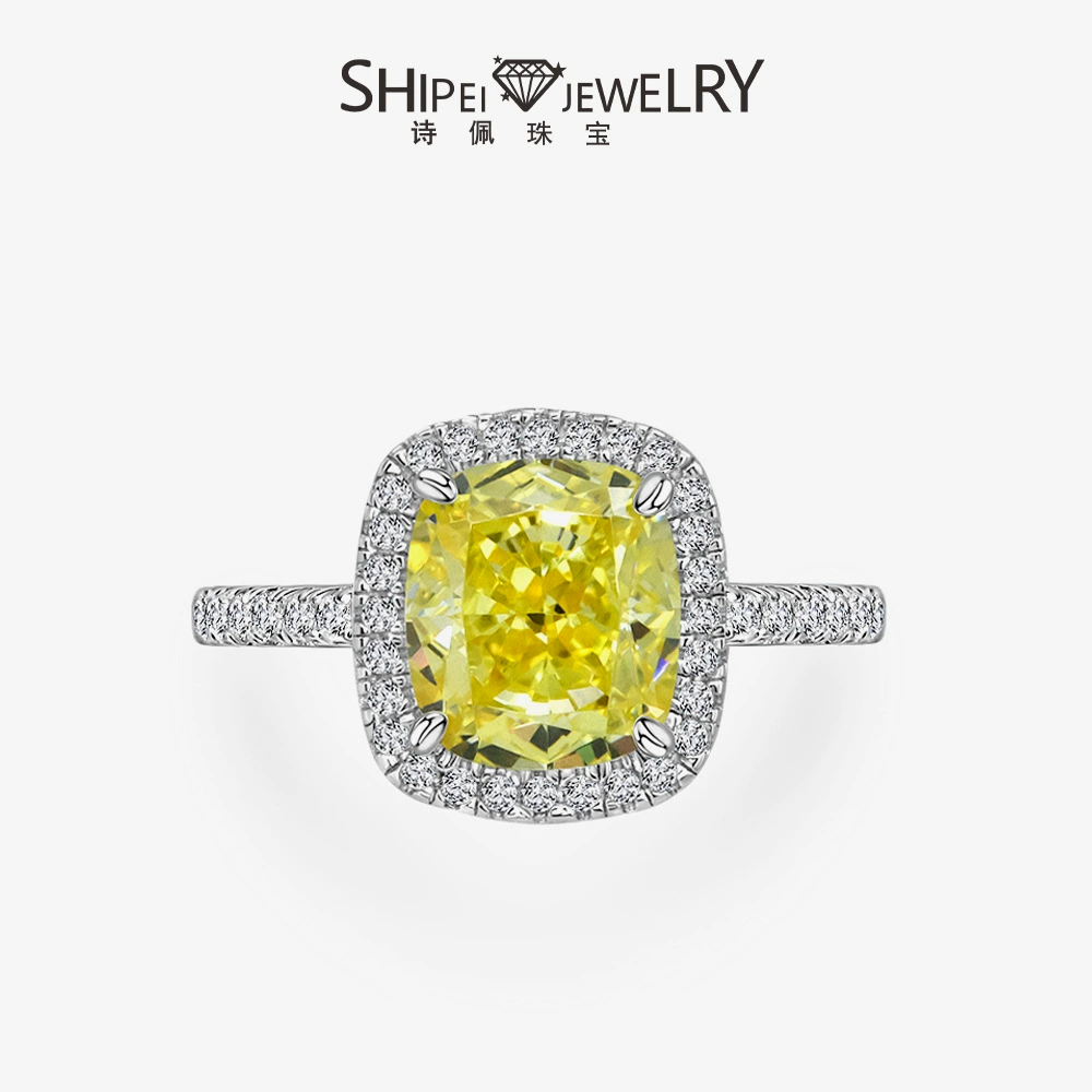 Новое женское кольцо Shipei с 3-каратным квадратным желтым/розовым бриллиантом огранки «ледяной цветок» размером 8*9 из высокоуглеродистого алмаза, модный размер 4-12.