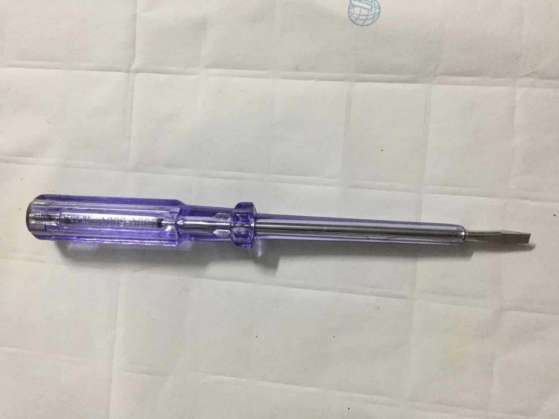 电笔4厘一字透明柄铜帽测电笔螺丝刀led绝缘柄便携便携式防触电