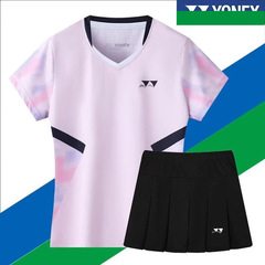 新款尤尼羽毛球服短袖套装女yy速干比赛服上衣男学生运动队服印字