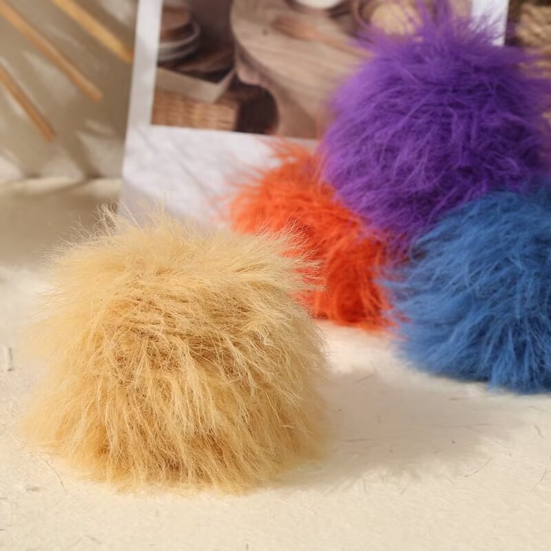 4CM Long Wool Imitation Mink Wool Feather Line Thin Line Hand Mixed Line Knitted Scarf Hat Hook Doll Long Wool