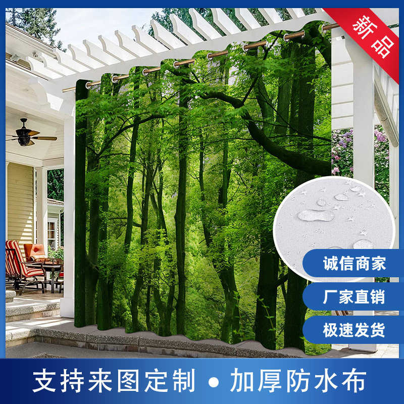 Cross-border Foreign Trade Outdoor Waterproof Curtain Window Screen Cross-border Amazon Modern Pavilion Sunshade Sunscreen Forest Series Cross-border Foreign Trade Outdoor Waterproof Curtain Window Screen Cross-border Amazon Modern Pavilion Sunshade Sunscreen Forest Series