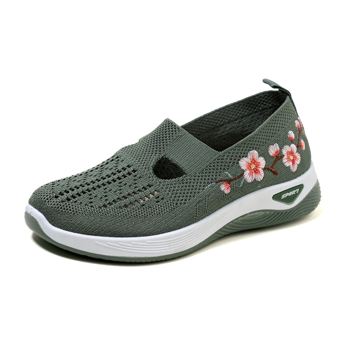 Women's Breathable Casual Shoes Slip-On Embroidered Floral Thick-Soled Soft-Soled Comfortable Versatile Sneakers_vogvips.com