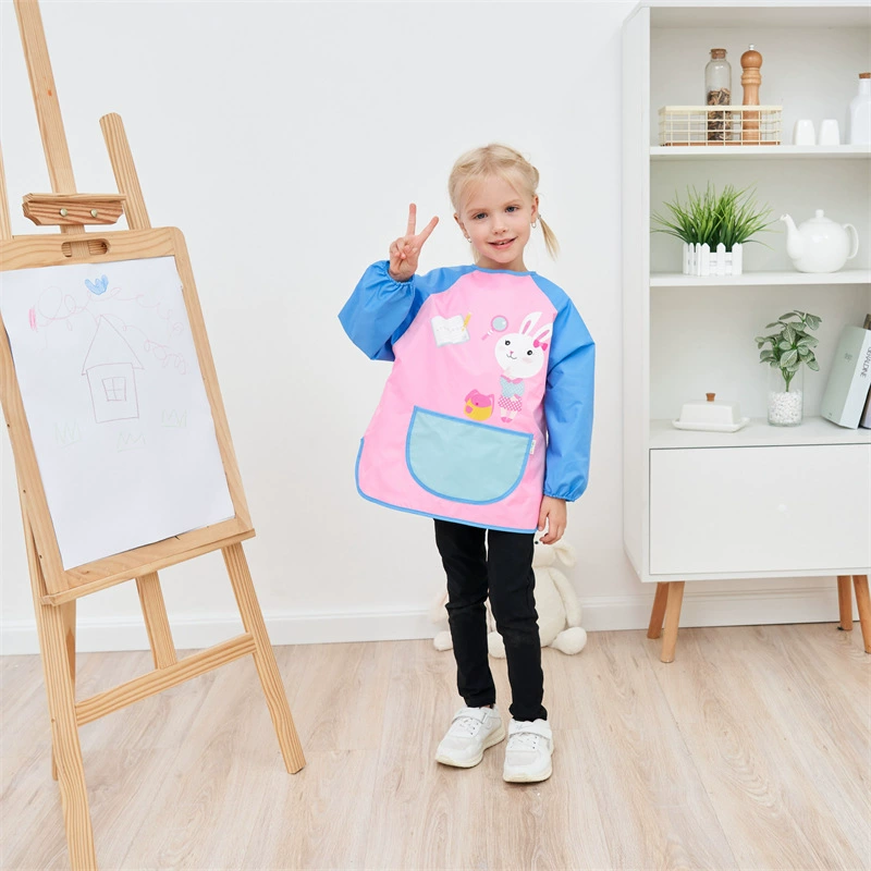 ダ Children's bib, cute breathable long-sleeve, with ties on the back, wholesale