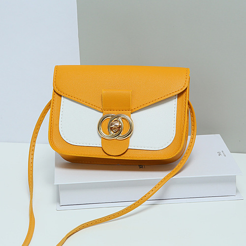Women's Bag 2020 New Contrast Color Circle Lock Shoulder Small Square Bag Fashion Casual Mobile Phone Bag Gift Small Bag Cute