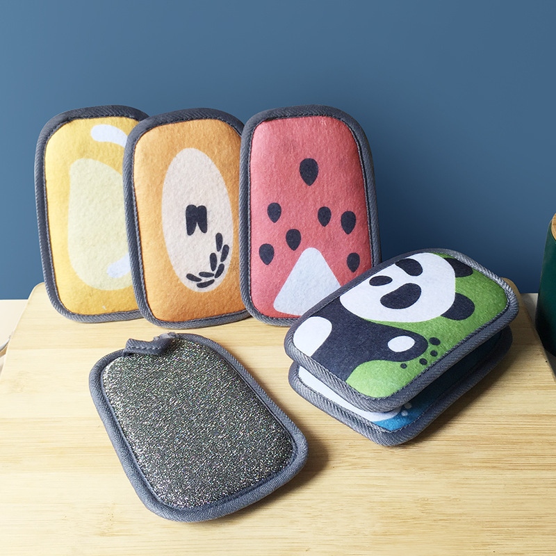 Household double-sided cleaning dish washing non-oil brush pot sponge kitchen double-sided cleaning cotton scouring pad cleaning wipe