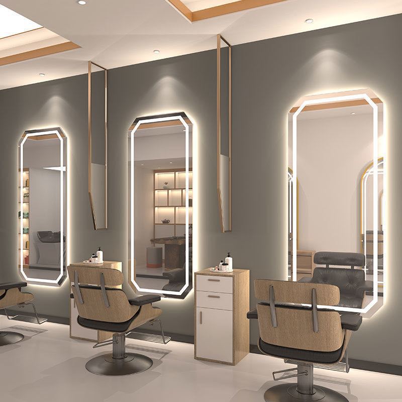 eQp Barberie Red espejo simple tipo de pared belleza mirror salón de belleza espejo unilateral banda de moda image 15