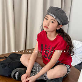 湖州织里童装夏季儿童韩版无袖T恤背心女童夏装男童打底衫6237