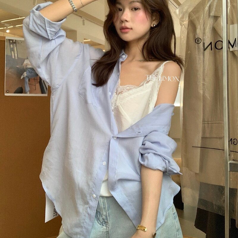The Lemon Lemon Green Tea 2026 Summer Lazy and Relaxed Long-Sleeve Sunscreen Shirt for Women Versatile Shirt The Lemon Lemon Green Tea 2026 Summer Lazy and Relaxed Long-Sleeve Sunscreen Shirt for Women Versatile Shirt