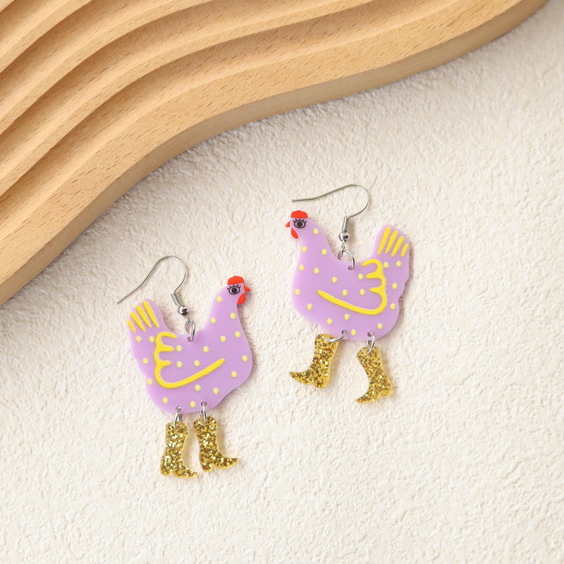 thumbnail image 1 of Pendientes acrílicos creativos divertidos de tacones altos Pendientes personalizados de lunares de gallo Pendientes especiales Adecuados para ocasiones específicas, 1 of 5