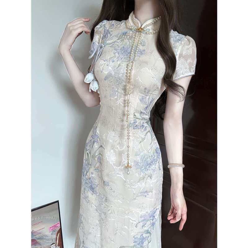 Stunningly Beautiful Dress, Modified Young-Style Design for Girls, with a High-End Feel, Early Autumn Trend, Waist-Cinching, Elegant and Decent Cheongsam