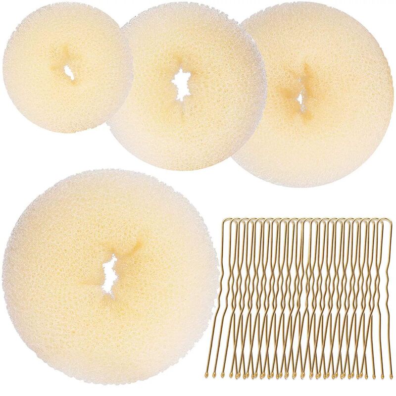 Amazonベストセラー日本と韓国のヘアアクセサリードーナツU字型クリップ高弾性ゴムバンドヘアアクセサリーセットボールヘアセット|undefined