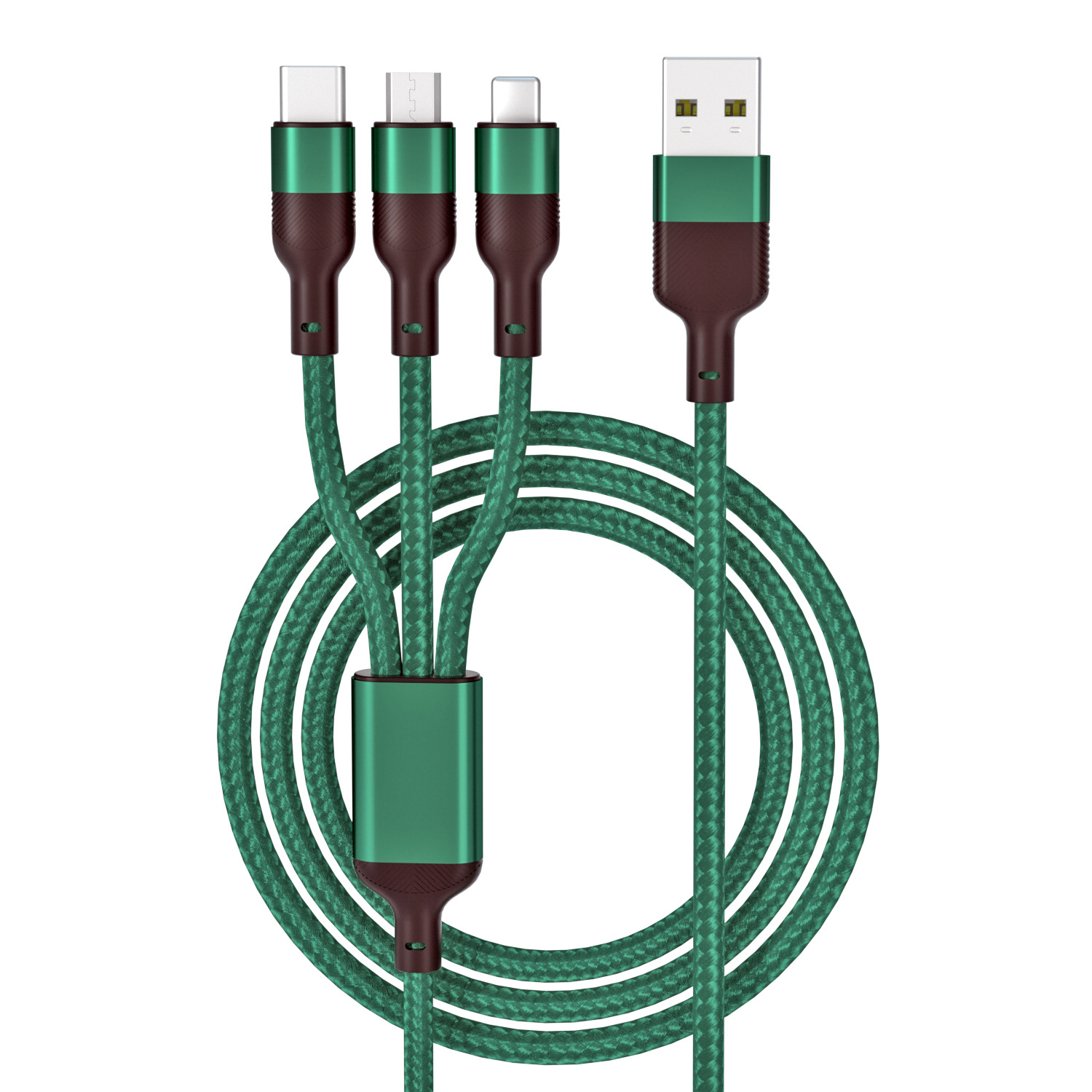 100w超速充データ線三合一6aフラッシュ充電印字ロゴ小プレゼント一引き三編み充電線