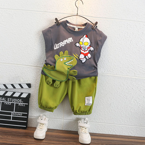 Kamen Rider clothes boys' set summer stylish new children sleeveless cool baby internet celebrity sports fashion children's clothing 