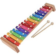 厂家直销榉木15音手敲琴彩色打击玩具儿童早教益智音乐玩具