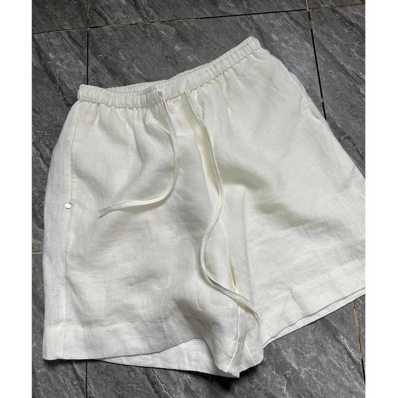 CHAO class recommend! Natural old money wind! White Linen Pants Women's Summer Wear High Breathable Cool Shorts
