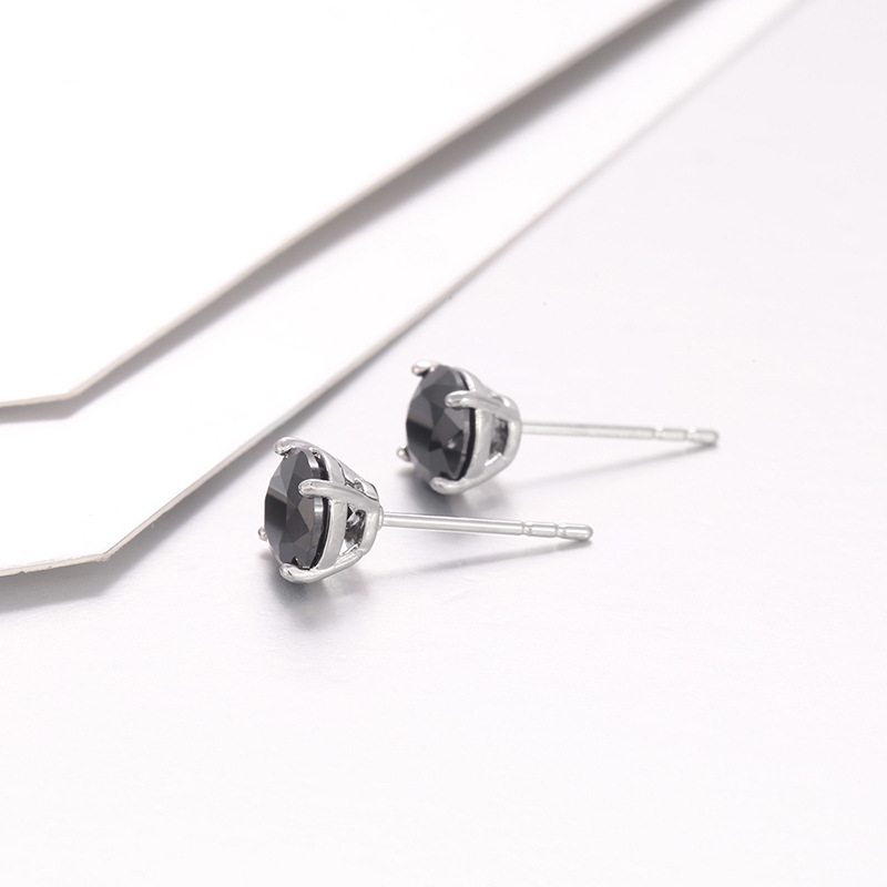 Aretes de Circonia de Cuatro Garras de Aleación de Cobre Galvanizado para Mujer