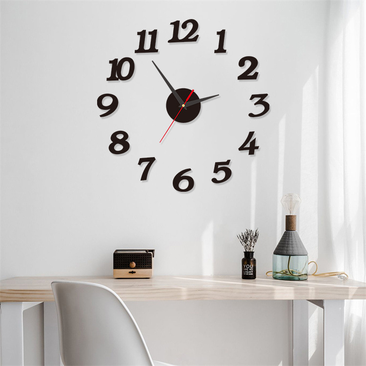 Nordic simple punch-free creative clock acrylic living room wall clock bedroom digital wall clock decorative wall sticker clock