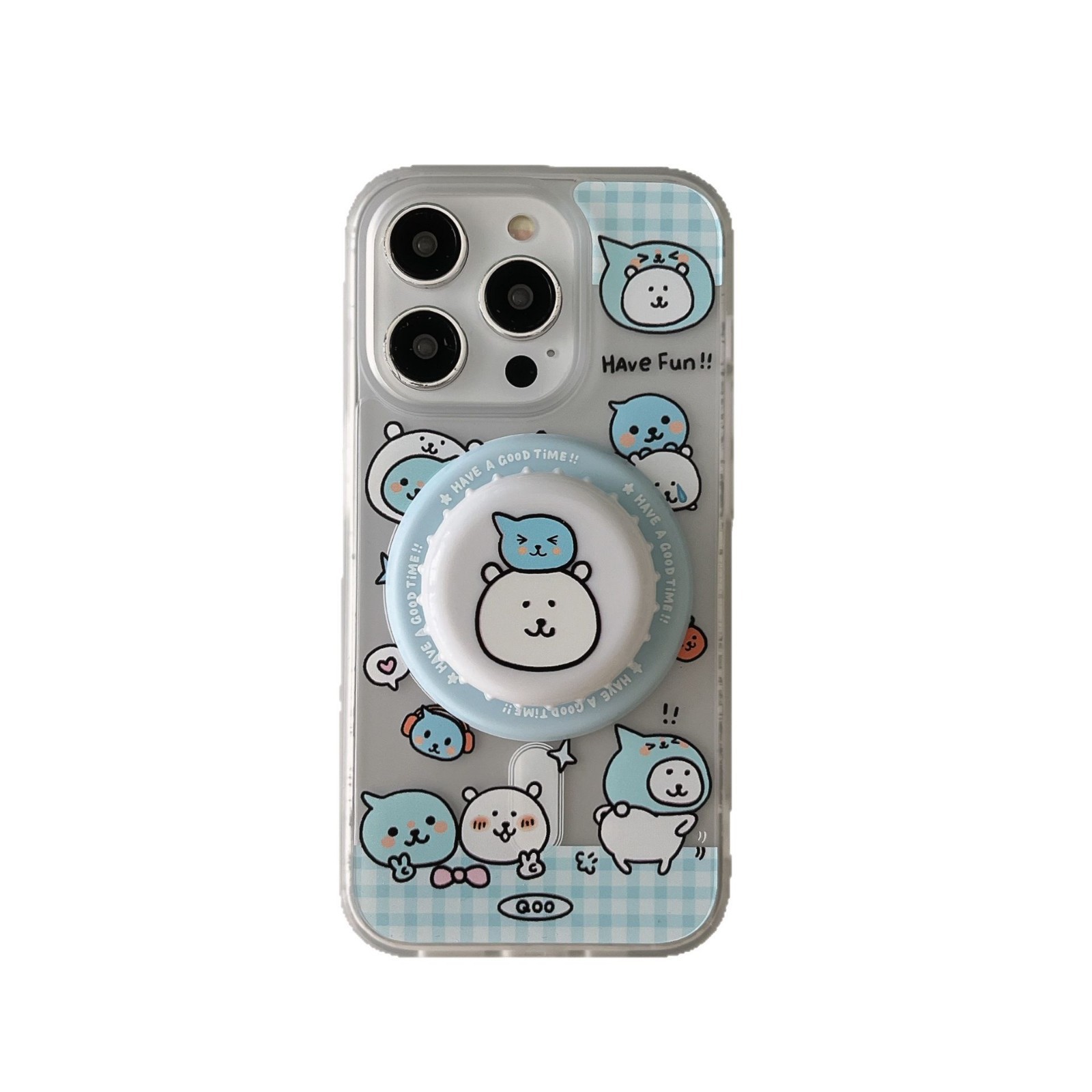 Divertido y lindo oso soporte de tapa de botella magnético para iphone16ProMax funda para teléfono móvil Apple 15 14 sensación de piel