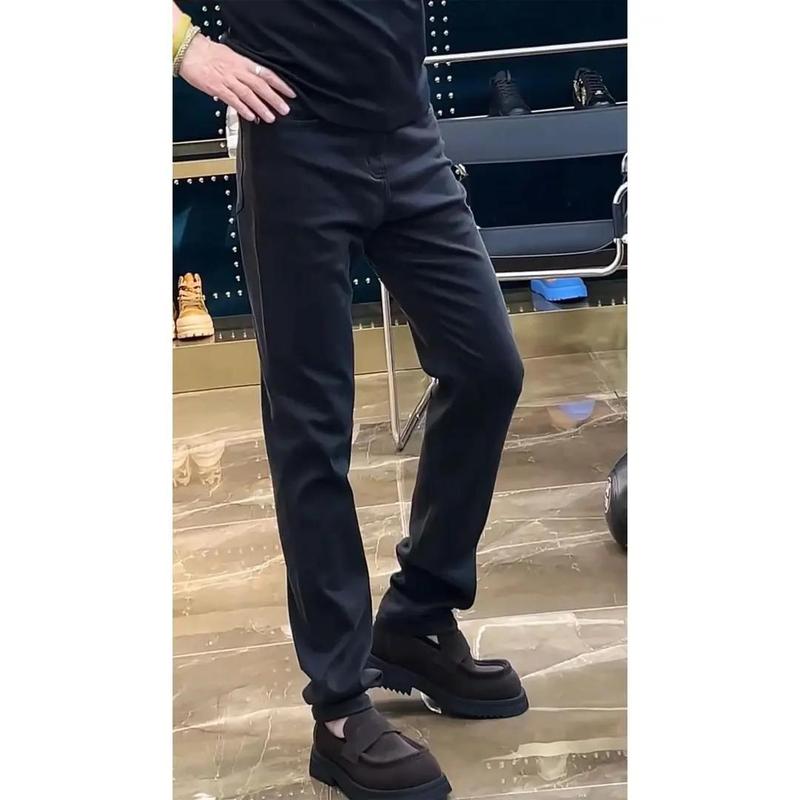 黑色牛仔裤男秋季新款轻奢简约修身直筒裤高端潮牌百搭弹力休闲裤|undefined