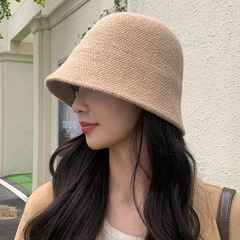 韩版帽子女2025新款春秋纯色针织渔夫帽简约百搭水桶帽户外盆帽男