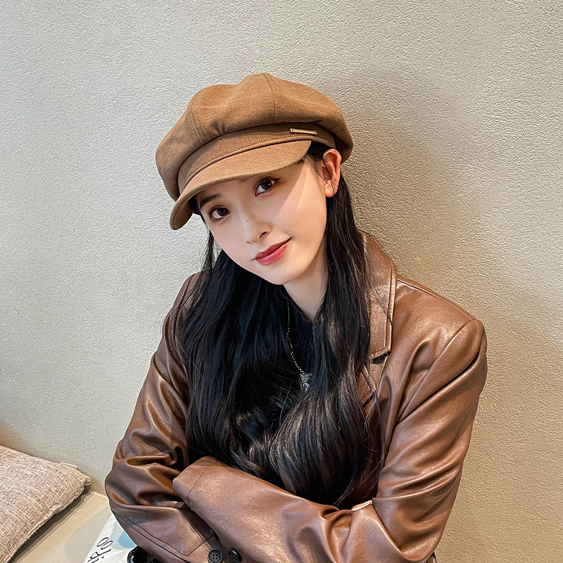 El otoño y el Invierno nueva carta octogonal sombrero de estilo Japonés artístico retro versátil pintor boina grande circunferencia la cabeza tapa enarbolada