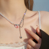 Necklace heart-shaped, chain for key bag  hip-hop style, accessory