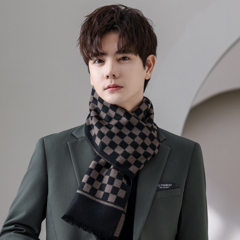 围巾男秋冬季百搭保暖加厚高档男士围巾礼盒2024中年爸爸爷爷围脖