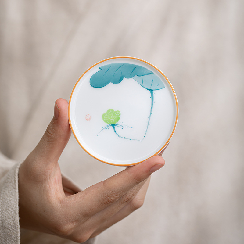 Retro Blue And White Hand Painted Ceramic Coaster Creative Saucer