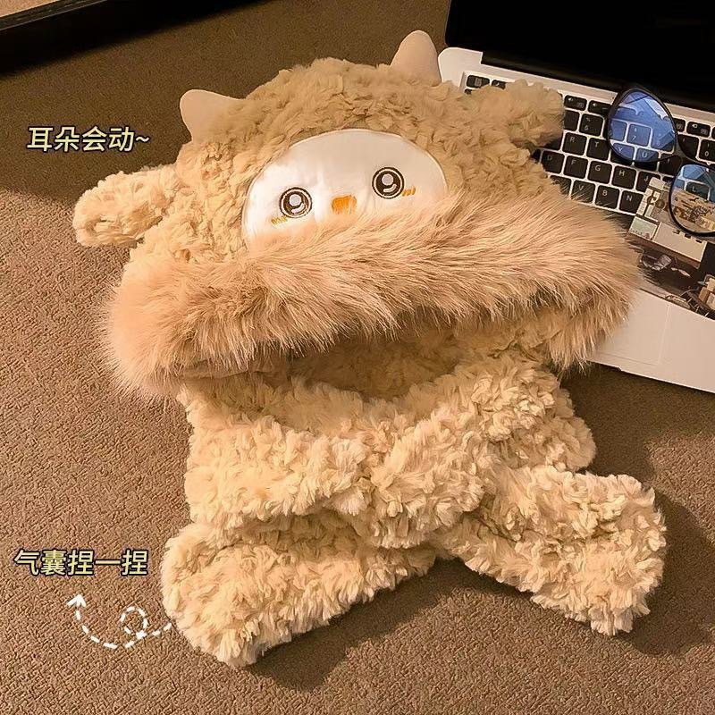 可爱小绵羊毛绒帽女冬季新款防寒保暖帽子围巾一体加厚护耳雷锋帽|undefined