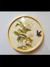 ql@国圆框画框相框实木圆新中式自然批发圆形纹理画框定 制十万百