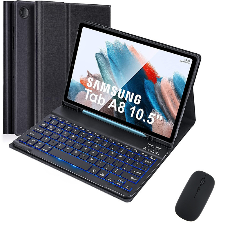 For Samsung A8 keyboard protective case X200 detachable color backlit keyboard A7 leather case T500 built-in pen slot
