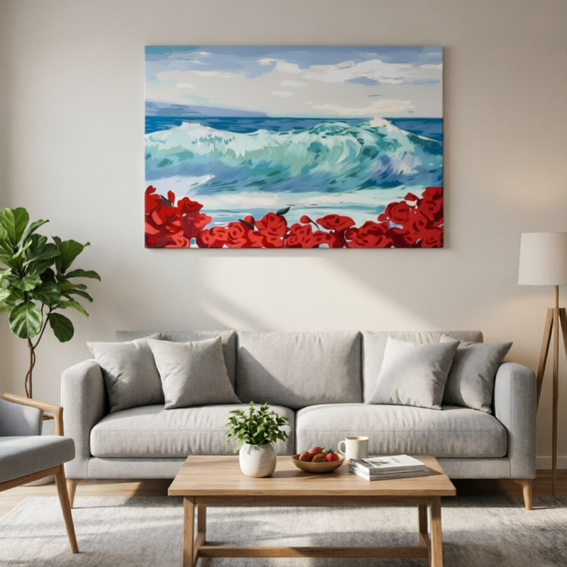Wave Rose Aesthetic Style DIY Digital Oil Painting Coloring Picture for Adults, Painting for Electric Meter Box, Decorative Painting Wave Rose Aesthetic Style DIY Digital Oil Painting Coloring Picture for Adults, Painting for Electric Meter Box, Decorative Painting