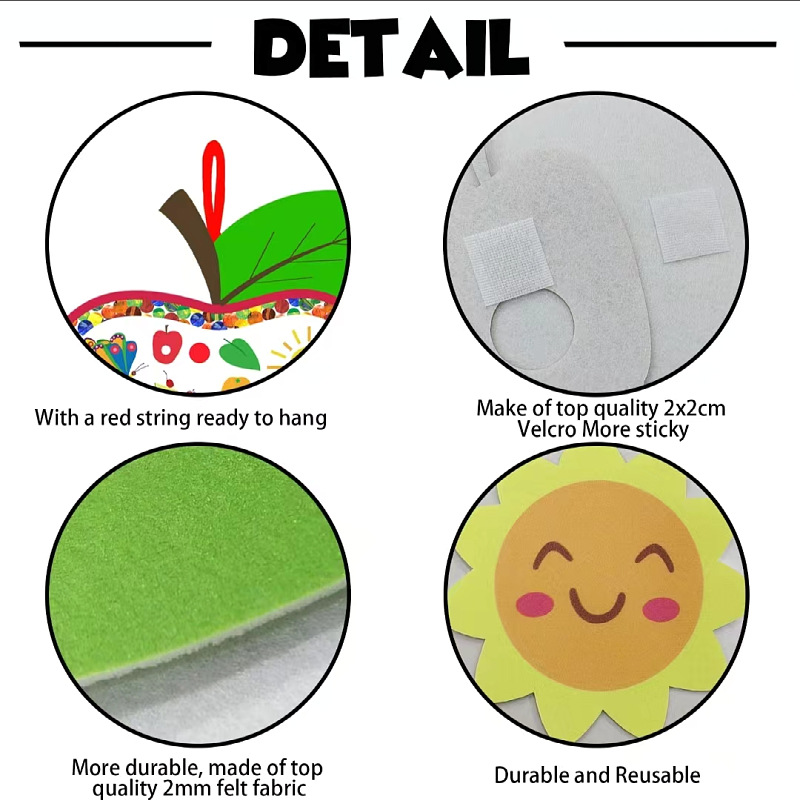 Nuevo fieltro para niños juguetes de rompecabezas para niños fiesta de cumpleaños colgante oruga hambrienta artesanía fieltro kit