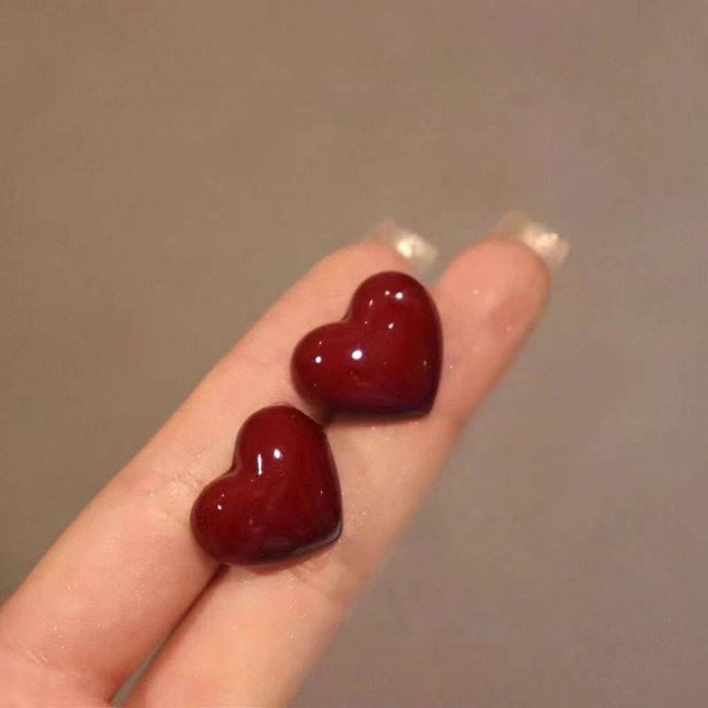 复古安可拉红几何圈圈耳环2025新款女ins港风气质高级感显白耳饰|undefined