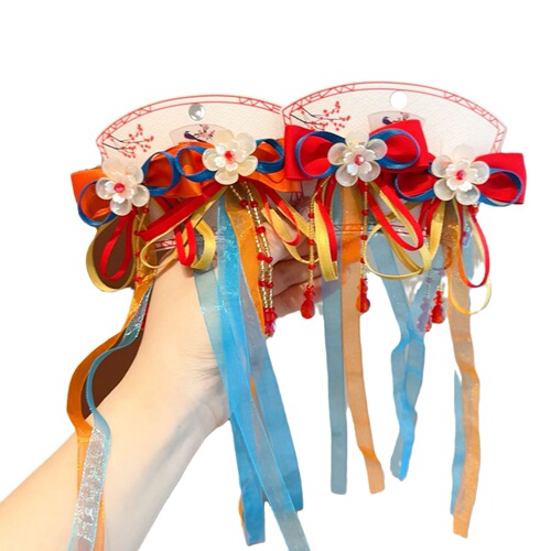 Children's New Year hairpin Chinese style red bow children's clip Hanfu headdress exquisite flower girls' hair accessories