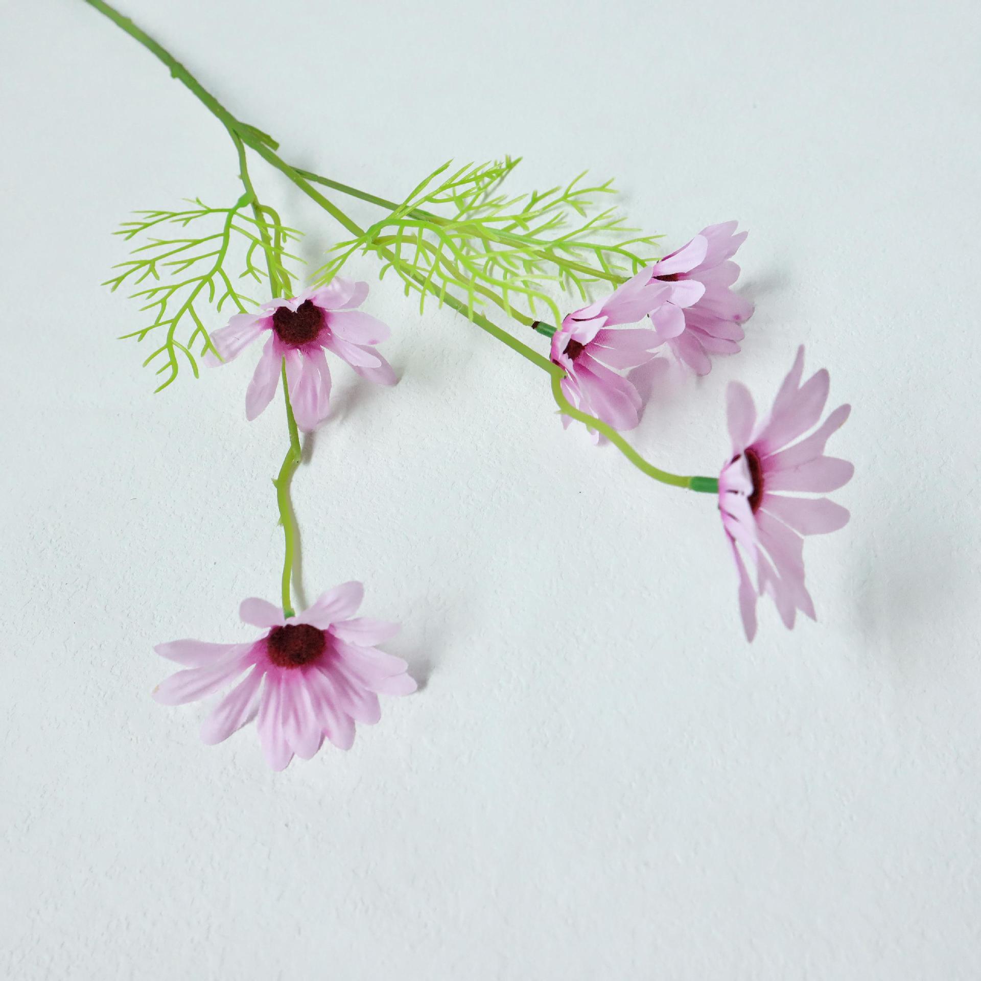 Crisantemo holandés artificial de 5 cabezas para decoración de bodas y hogar, accesorios para fotografía, flores artificiales pequeñas de margarita hechas a mano al por mayor.