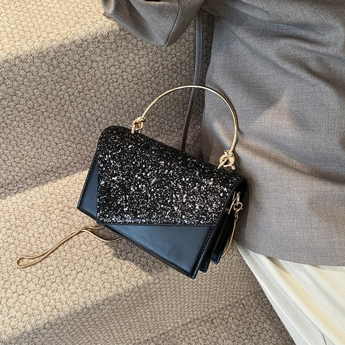 Bags New Style Women's 2024 Simple Fashion Trendy Sequin Metal Handbag Popular Fashion Chain Shoulder Crossbody Bag