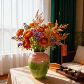 法式复古中古风田园风油画风陶瓷花瓶创意插花高级感客厅摆件桌面