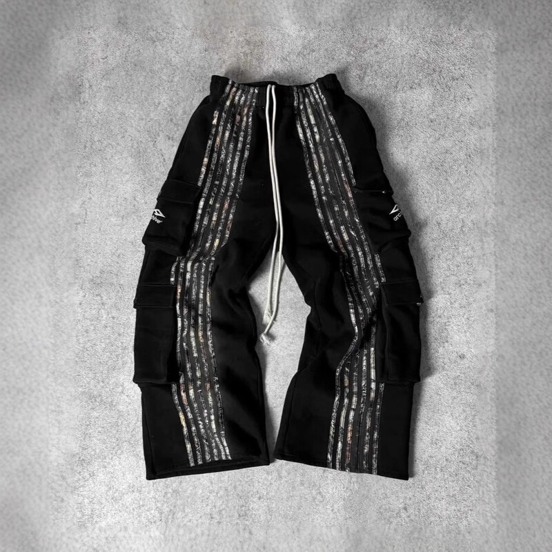 2025 Spring and Autumn European and American New Style American Casual Street Fashion High Street Style Versatile Striped Printed Pants