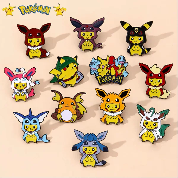 New Pikachu Badge Pokémon Peripherals Baqi Guzi Pokémon Cute Elf Cartoon Brooch Pin