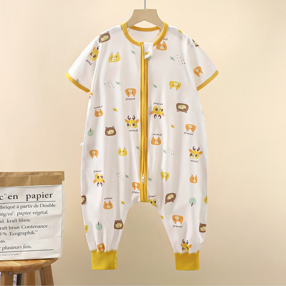 Pure cotton short-sleeved sleeping bag-yellow deer