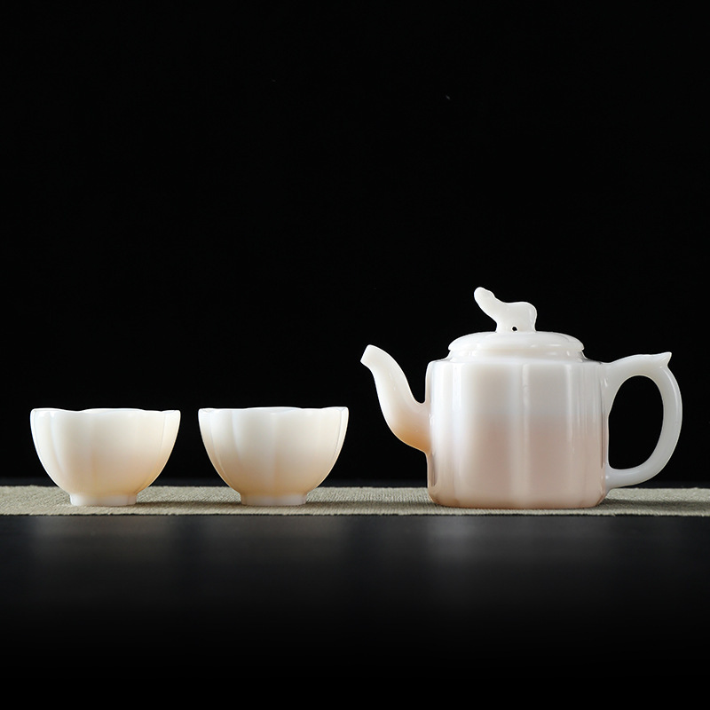 冰种玉瓷茶具套装茶壶大号中式家用泡茶壶德化白瓷功夫茶具礼盒装|undefined