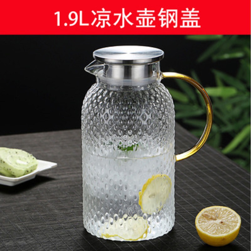 Estilo japonés martillado fría caldera vidrio gran capacidad martillado frío hervidor traje de agua tetera taza de arroz grano con tapa