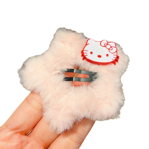 Japanese-style cute cat plush star hair clip, high-quality girl style side clip, bangs hair ornament new