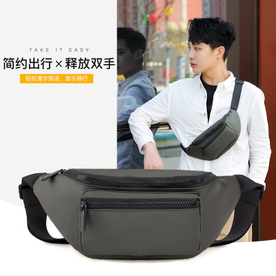 金派迪新款男士大容量時尚潮流腰包簡約休閑胸包單肩背包斜挎包